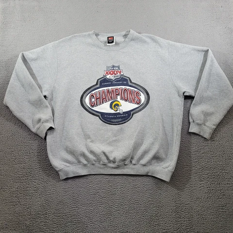 Vintage St. Louis Rams Sweatshirt Men 2XL Gray Nike Team Pullover NFL Athleisure Cover