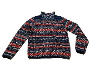 Vineyard Vines Boys Fair Isle Snap Button Fleece Pullover Sweater Whale M 12-14 - Picture 1 of 18