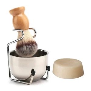 Shave Tool Set Mug Bowl Men Stainless Steel Wood Brush Shaving Stand Holder - Picture 1 of 16