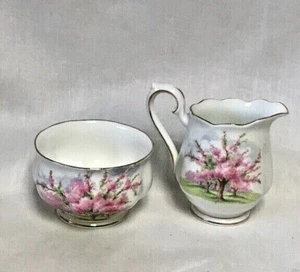 ROYAL ALBERT BLOSSOM TIME MINI CREAM AND OPEN SUGAR BOWL EXC - Picture 1 of 5