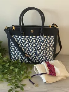 TORY BURCH ROBINSON DOUBLE ZIP “T” LOGO LEATHER TOTE/SHOULDER BAG - Picture 1 of 17