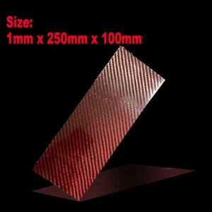 Black Red Real Carbon Fiber Twill Sheet Panel Plate Plain 1mm x 100mm x 250mm - Picture 1 of 1