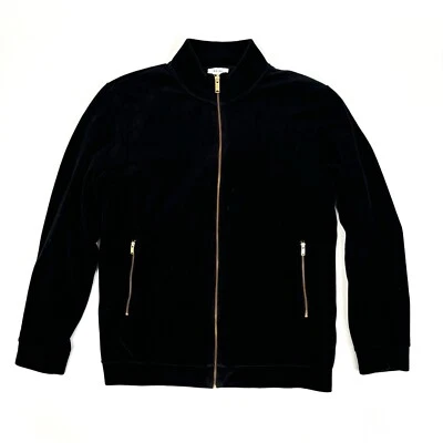 Chaqueta REISS de terciopelo negro con cremallera talla L Foto 1 de 4