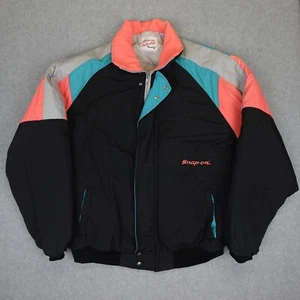 Vintage Swingster Snap On Jacket Adult Large Black Colorblock Puffer Quilt Lined - Picture 1 of 15