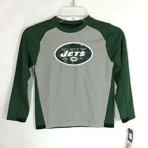NY New York Jets NFL Team Apparel / Gray Green Long Sleeve Shirt / Kids M 5/6 - Picture 1 of 6