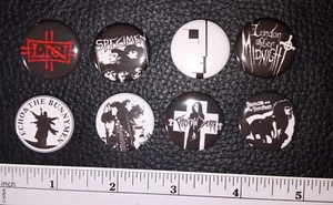 8 Goth Button Pins Badges Lot Set Gothic Deathrock Bauhaus Christian Death - Picture 1 of 1