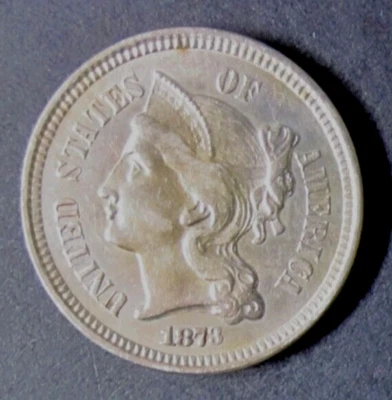 1873 Three Cent Nickel (3CN) w/Open 3 ~ BL-UNC/Uncirculated ~ Free Shipping - Image 1 of 2