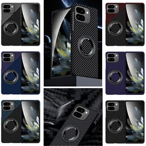 For Google Pixel 9 Pro Fold Carbon Fiber Texture Stand Ring Magnetic Phone Case - Photo 1 sur 14