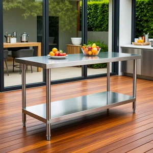 Edelstahl Küche Arbeitstisch 120cm Gastronomie Tisch Edelstahltisch Ablagetisch - Bild 1 von 8