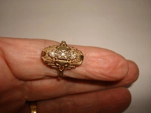 Vintage Coctail TG 10k Gelbweißgold Akzent Diamanten Ring 9,25 ZUR REPARATUR - Bild 1 von 8