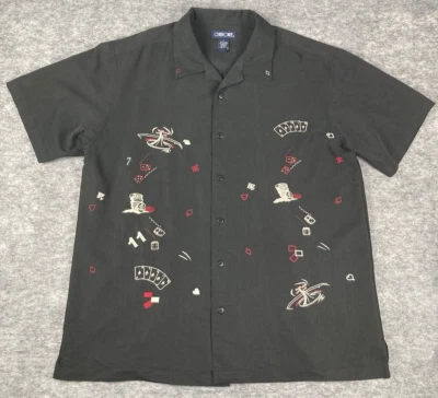 切诺基男式 L 恤赌场夜间赌博黑色刺绣短袖拉斯维加斯 — 第 1/4 张图片