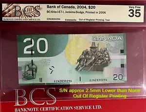 *MISPLACED LOW S/N ERROR* OUT OF REGISTER (Approx 2mm LOW) 2004 $20-BCS CERT - Picture 1 of 9