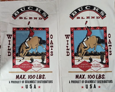 Joan Kessler For Concord Fabrics "Bucks Wild Oats" Cotton Feed Sacks Panel - NEW - Image 1 of 3