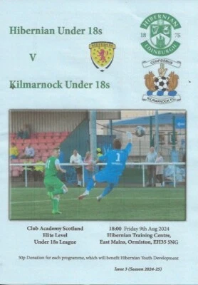 Hibernian Under 18s v Kilmarnock Under 18s Elite Under 18s League 9th Aug 2024 - Image 1 of 3