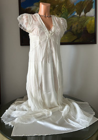 NWT La Perla Ivory Silk Lace Nightgown / Panty / Slip Set, sz L *$929*