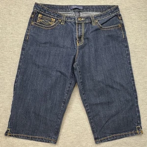 Baccini Womens Denim Capri Jean Size 14 Blue 5 Pocket Mid Rise Dual-Color - Picture 1 of 13