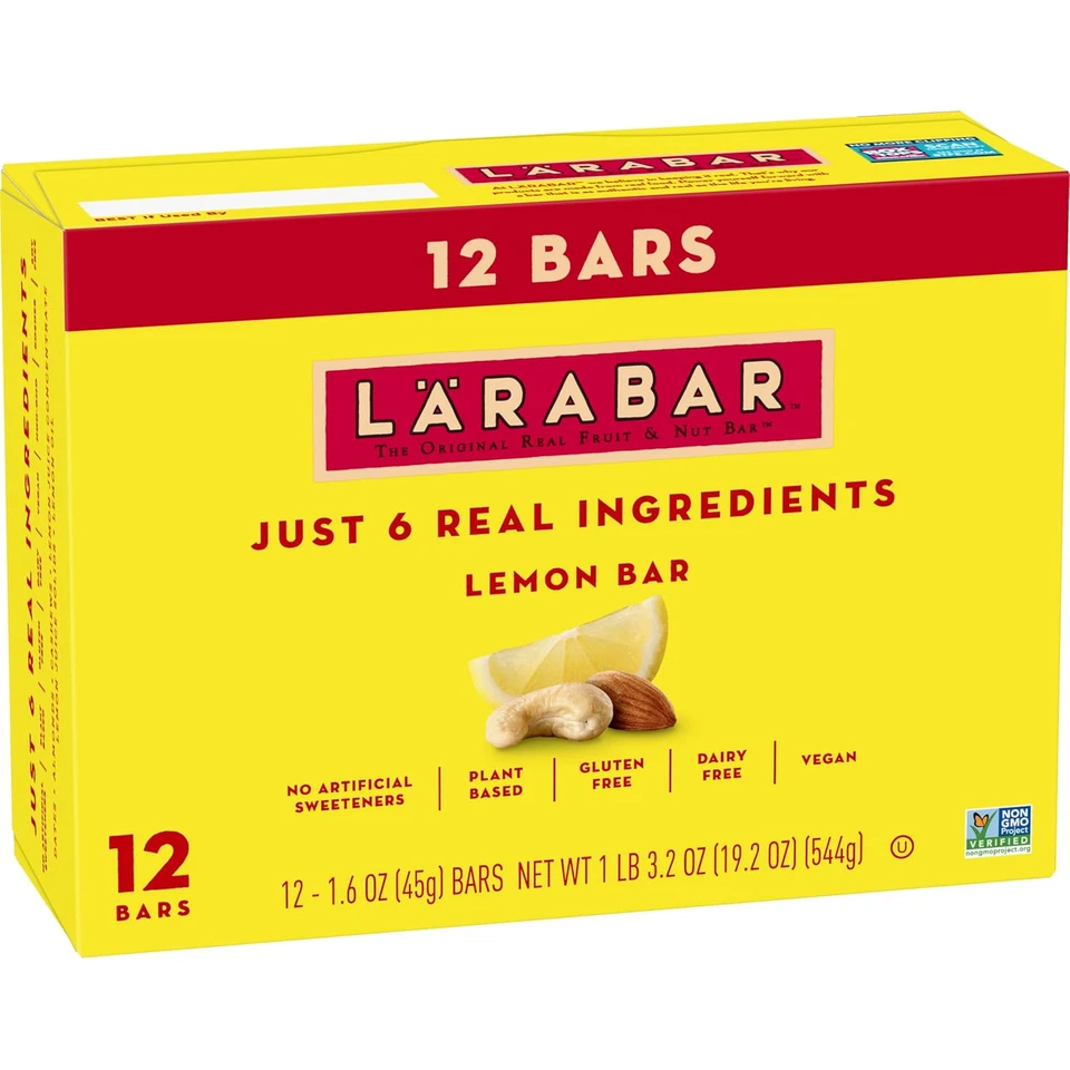 LÄRABAR Lemon Bar Gluten Vegan Fruit & Nut Bars 1.6 oz bars 12 ct