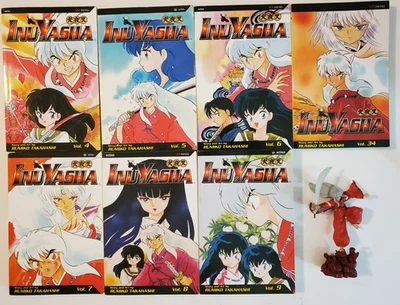Lot of 7 Books INUYASHA Rumiko Takahashi Volumes 4,5,6,7,8,9, 34 & Mini Figure - Image 1 of 4