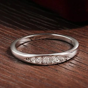 Anillo de compromiso para mujer D VVS1 Moissanite S925 plata enchapado en oro blanco de 18 quilates GRA - Imagen 1 de 15