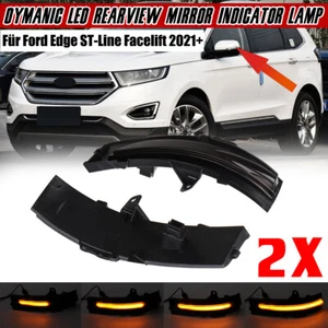 2x Smoked Lens Dynamic LED Side Mirror Turn Signal Light For Ford Edge 15-23 - Picture 1 of 17