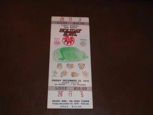 1978 HOLIDAY BOWL 1. JÄHRLICHES FOOTBALL-TICKET MARINEBLAU VS BYU JIM McMAHON - Bild 1 von 2