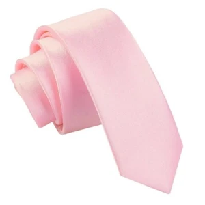 Corbata ajustada rosa bebé satinada lisa lisa para hombre formal boda por DQT - Imagen 1 de 1