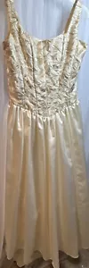 Abito da sposa floreale Jessica McClintock raso avorio con oro scintillante taglia 10 - Foto 1 di 12