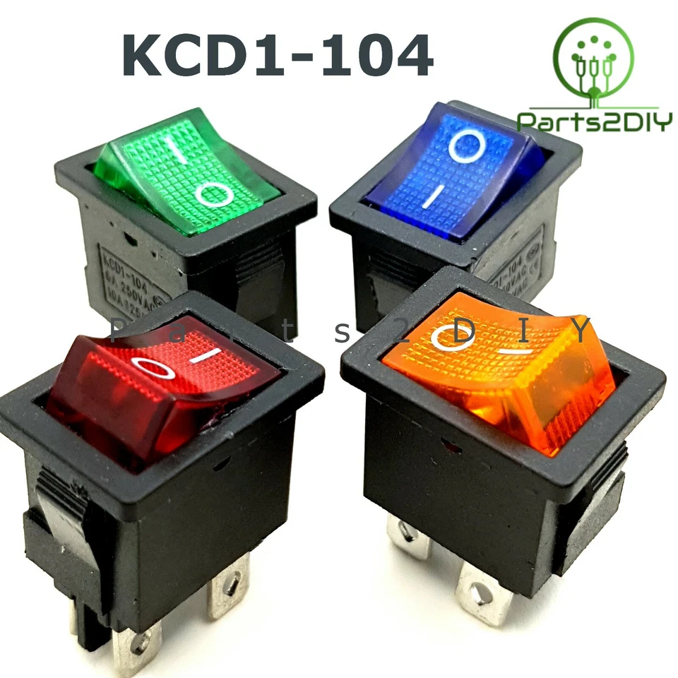 KCD1 ON-OFF 2 Position 15X21mm Rocker Switch 4 Pins 6A 250V 230V AC UK