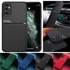 Magnetic PU Leather Metal Slim Carbon Fiber Hybrid Hard Cell Phone Case Cover - Picture 1 of 16