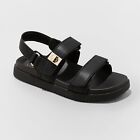 Women's Jonie Ankle Strap Footbed Sandals - A New Day Black 9.5