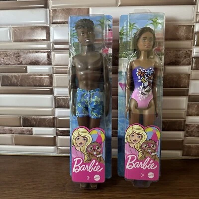 Barbie y Ken Beach Muñeca Piel Oscura Playa Muñecas Nuevas En Caja Sellada Foto 1 de 4