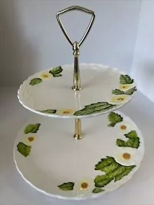 Servidor de postres vintage Lefton Rustic Daisy de 2 platos con mango - Imagen 1 de 10
