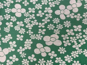 VINTAGE GREEN AND BEIGE FLORAL PRINT 100% COTTON FABRIC PER YARD - Picture 1 of 2