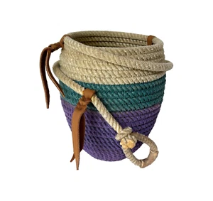 Handgefertigter Western Seil Korb Southwestern Baja Chic Ranch Lariat Kunst Dekor 9" Höhe - Bild 1 von 13