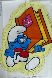 Brainy Smurf Pillow Cut and Sew Fabric Panel 1982 Peyo MINT Vintage Old Stock - Picture 1 of 6