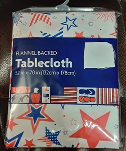 PATRIOTIC DECOR Vinyl Tablecloth 52"x70" PATRIOTIC STARS~Red, White, Blue - Picture 1 of 1