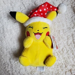 Pokemon Pikachu Christmas Stuffed Plush Santa Hat Jazwares - Picture 1 of 4