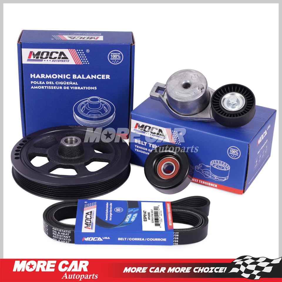 Kit de componentes de cinturón serpentino equilibrador armónico para caravana Town Country Voyager Foto 1 de 4