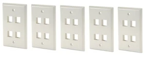 Paquete de 5 - 4 puertos Keystone Insert Jack CAT5 CAT6 RJ45 Coaxial 1 Banda Placa de Pared BLANCA - Imagen 1 de 3