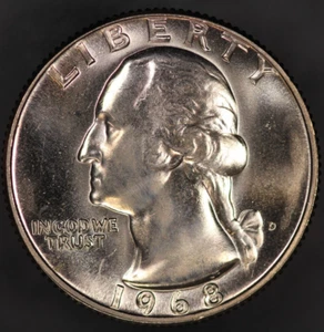 1968 D WASHINGTON QUARTER - FRESH FROM AN OLD COLLECTION LOT 9180 - Picture 1 of 2