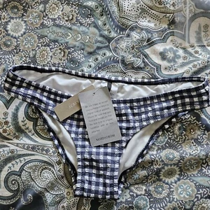 NWT J. Crew Low rider Bikini Bottoms in Blue Gingham  XS - Picture 1 of 8