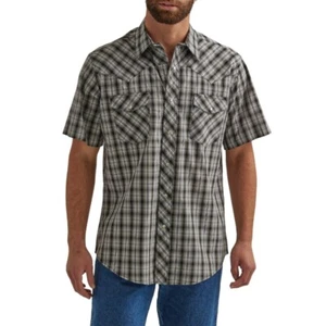 Wrangler Pearl Snap Men's Short Sleeve Western Shirt Small Neutral Gray - Picture 1 of 3