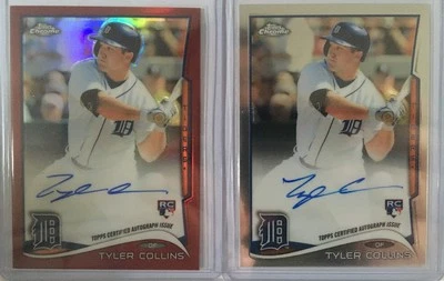 2014 TOPPS CHROME TYLER COLLINS TIGERS RED REFRACTOR AUTO #D 15/25 + Base Auto!! - Image 1 of 3