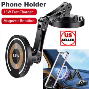 For Magsafe Car Mount Charger for iPhone Magnetic 15W Dash Window Charging Mount - Picture 1 of 12