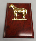 5 x 7 horse plaque ruby finish wood board cast metal relief