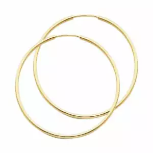 Pendientes de aro interminable tubo redondo pulido de 14 K de 1 x 50 mm de alto - Imagen 1 de 2