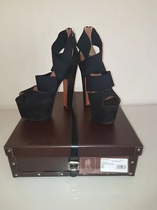 Azzedine Alaïa Black Suede Platform Heels Sandal Size 7,5 UK New - Picture 1 of 8