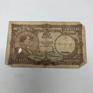 1948 - National Bank Of Belgium- 20 Francs Banknote, Serial No. 676313 - Picture 1 of 2