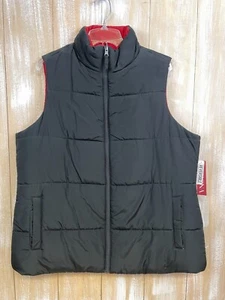 Merona Women's Size 1 Polyester Vest Reversible Full Zip Front Black & Red NWT - Picture 1 of 12