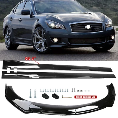 Front Bumper Lip Spoiler Splitter Body Kit+ Side Skirt For INFINITI M37 Seda Foto 1 de 4